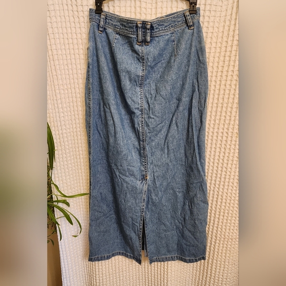 Vintage Y2K Lizwear Button up DENIM Maxi Skirt Size 8 - 28/29" Waist - Picture 3 of 3